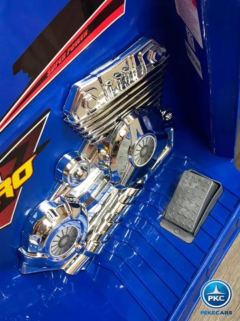 Quad eléctrico infantil Pekecars doble velocidad Azul vista de la batería
