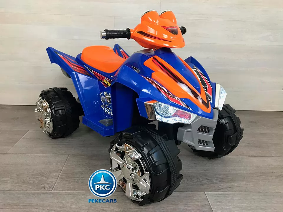 Quad eléctrico infantil Pekecars doble velocidad Azul vista de lado