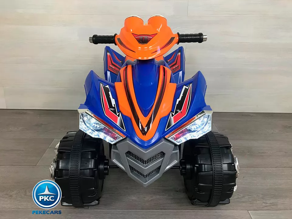 Quad eléctrico infantil Pekecars doble velocidad Azul vista de frente