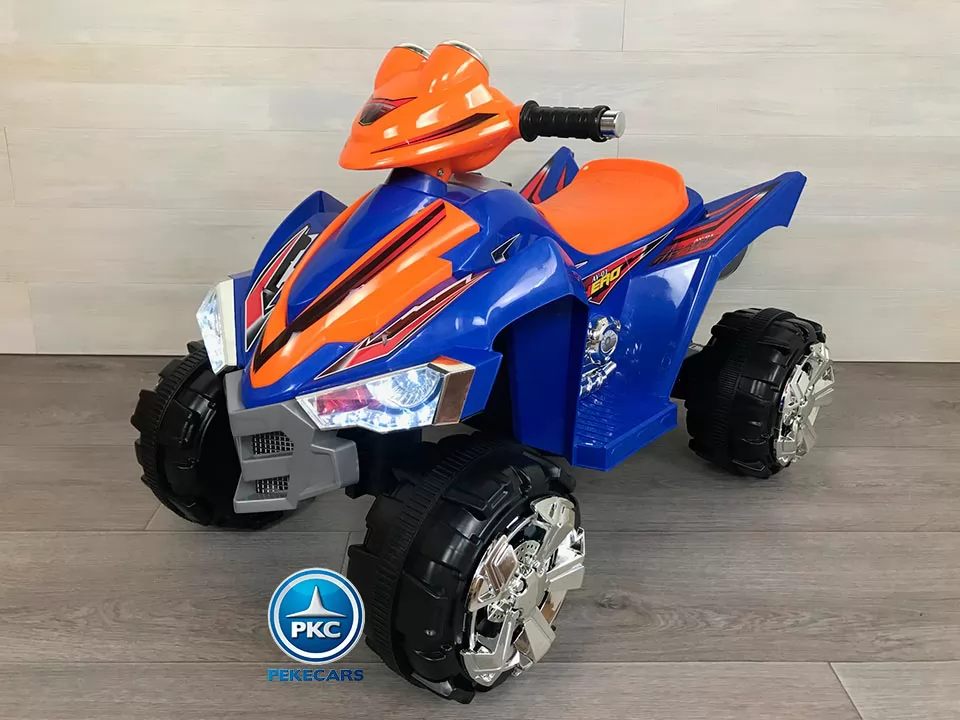 Quad eléctrico infantil Pekecars doble velocidad Azul vista principal