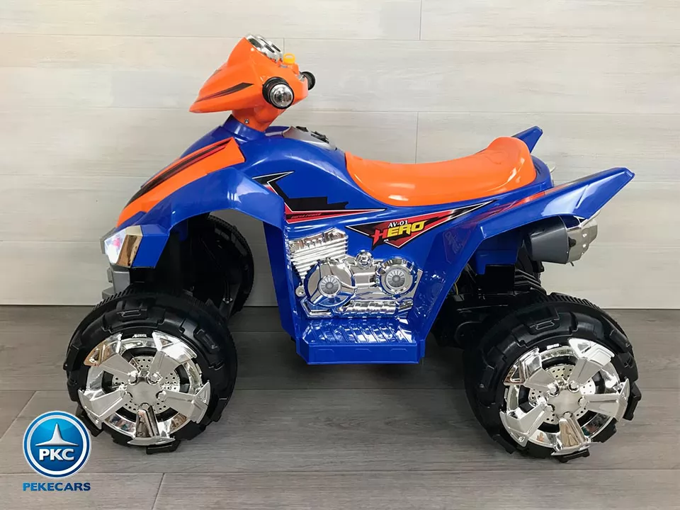 Quad eléctrico infantil Pekecars doble velocidad Azul vista lateral