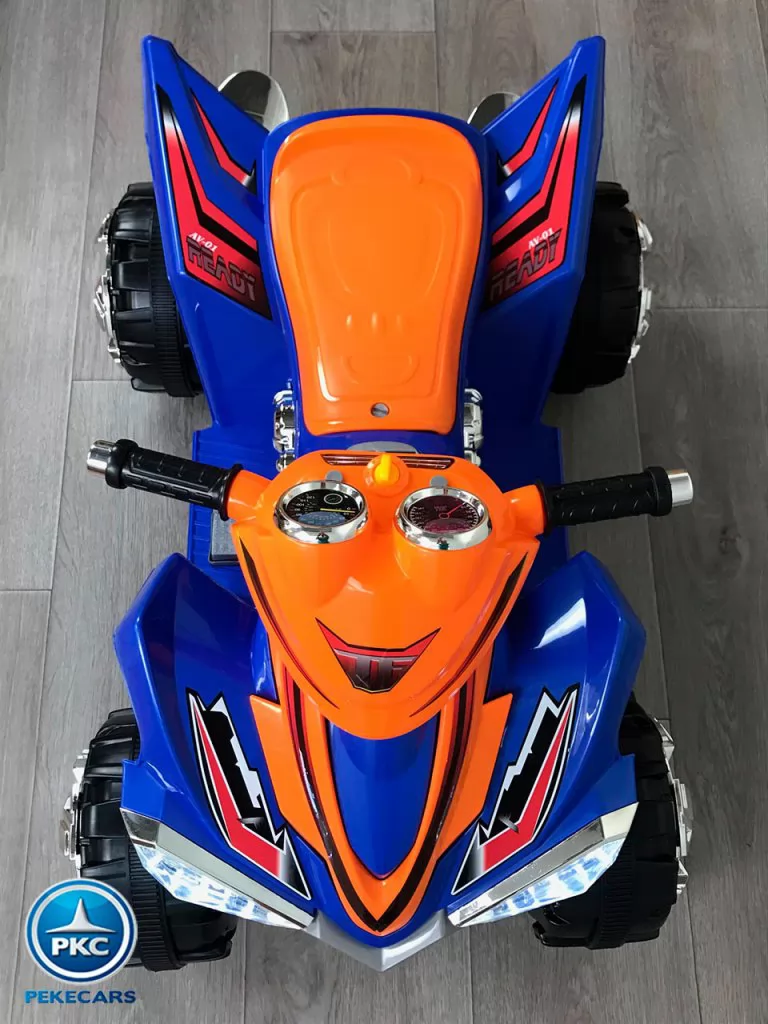 Quad eléctrico infantil Pekecars doble velocidad Azul vista desde arriba