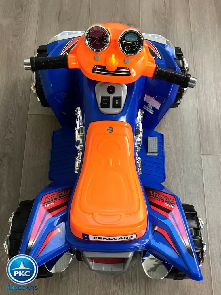 Quad eléctrico infantil Pekecars doble velocidad Azul vista desde arriba
