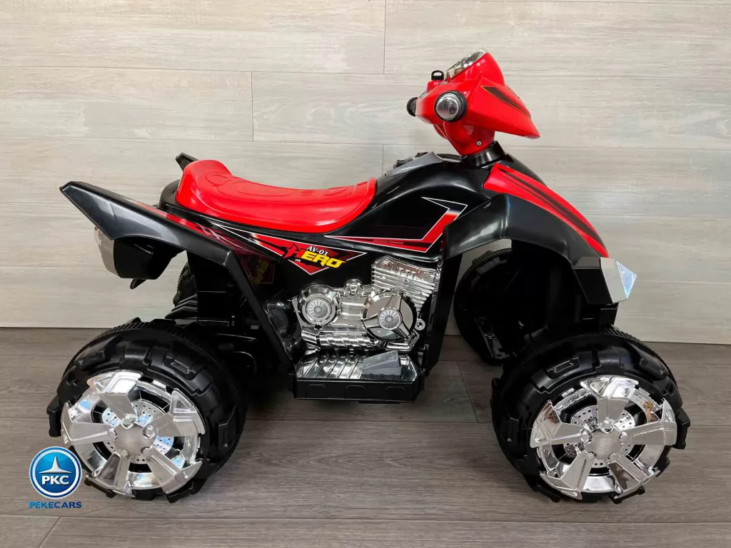 Quad eléctrico infantil Pekecars doble velocidad Negro vista lateral
