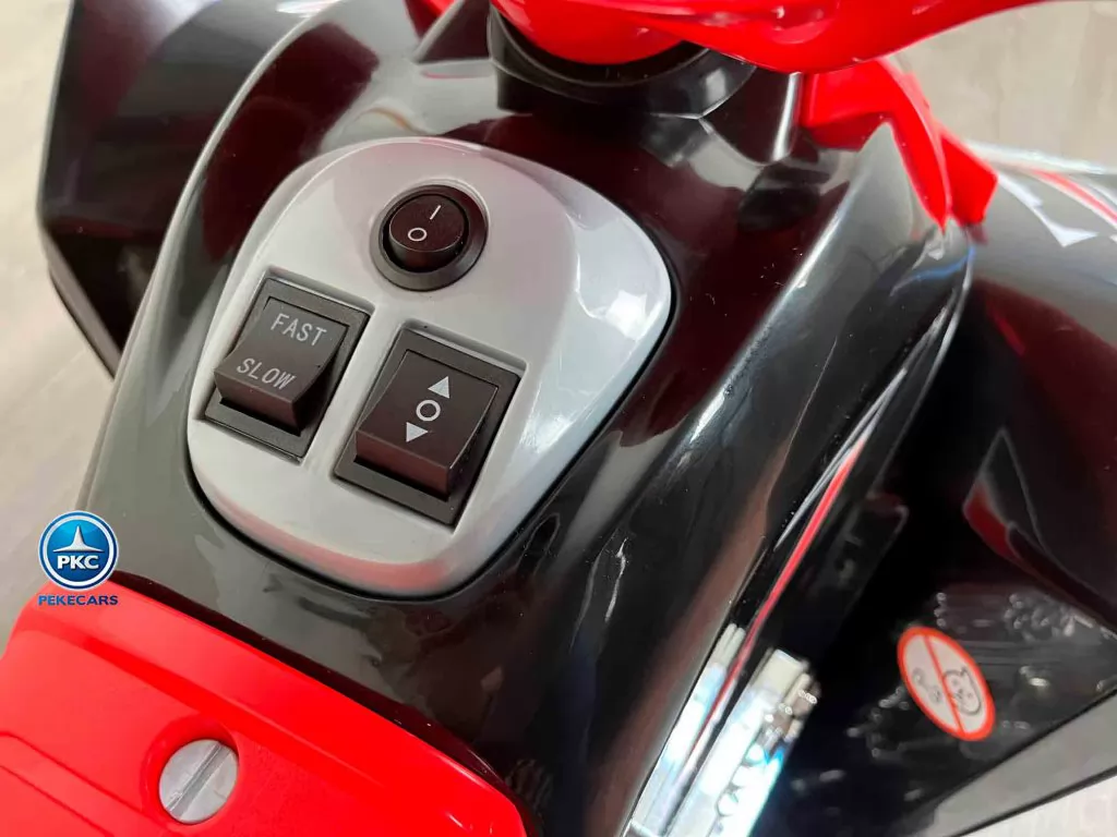Quad eléctrico infantil Pekecars doble velocidad Negro vista botones