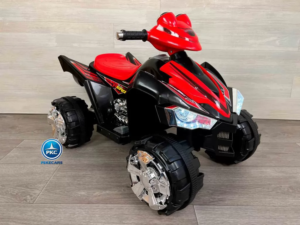 Quad eléctrico infantil Pekecars doble velocidad Negro vista de lado
