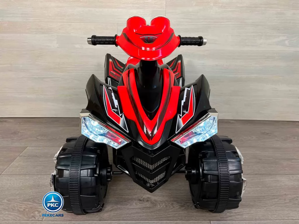 Quad eléctrico infantil Pekecars doble velocidad Negro vista de frente