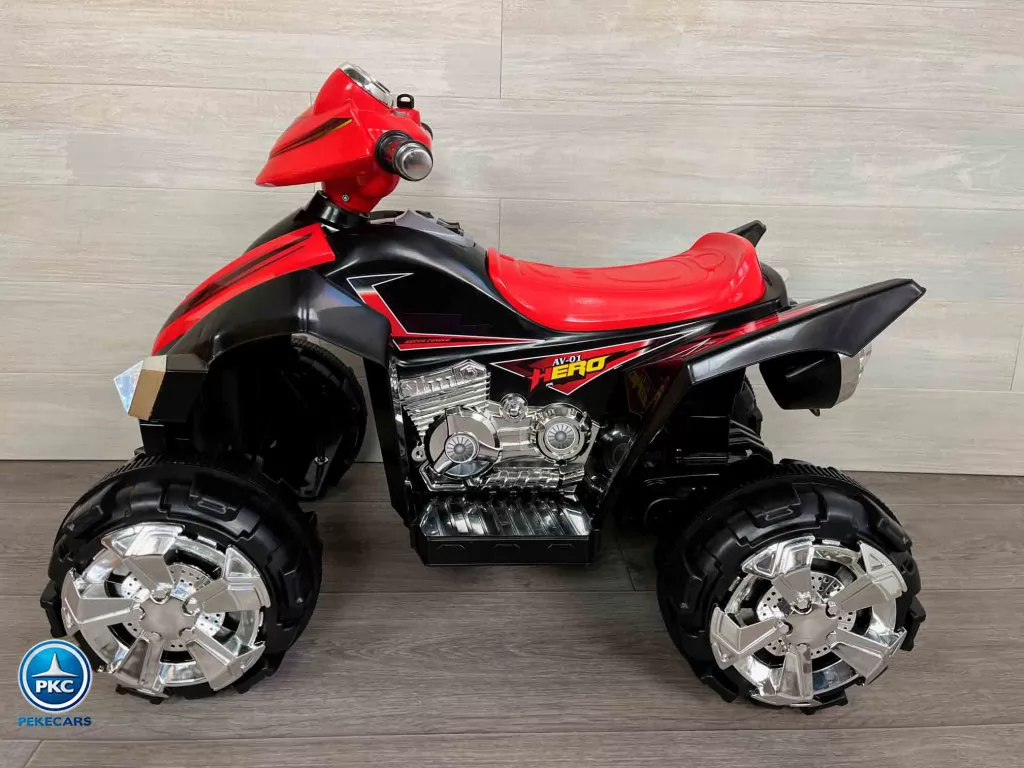 Quad eléctrico infantil Pekecars doble velocidad Negro vista lateral