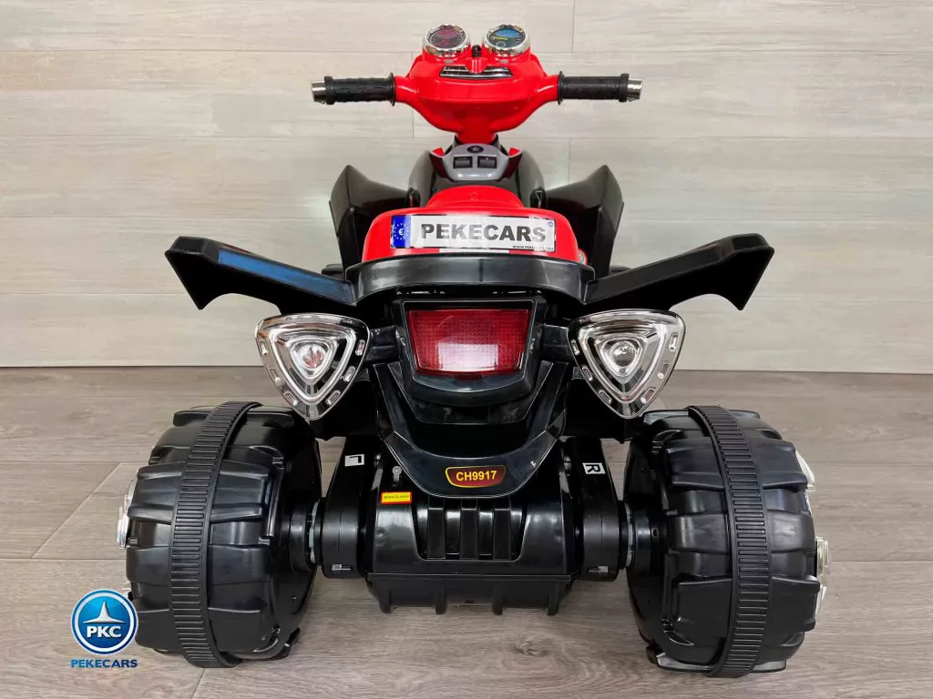 Quad eléctrico infantil Pekecars doble velocidad Negro vista trasera
