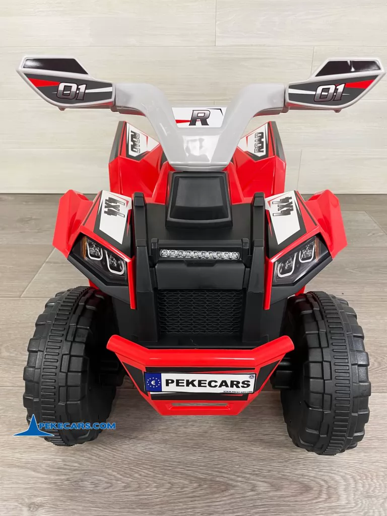 Quad Electrico Racing Speed 6V Rojo con Remolque vista frontal detalle