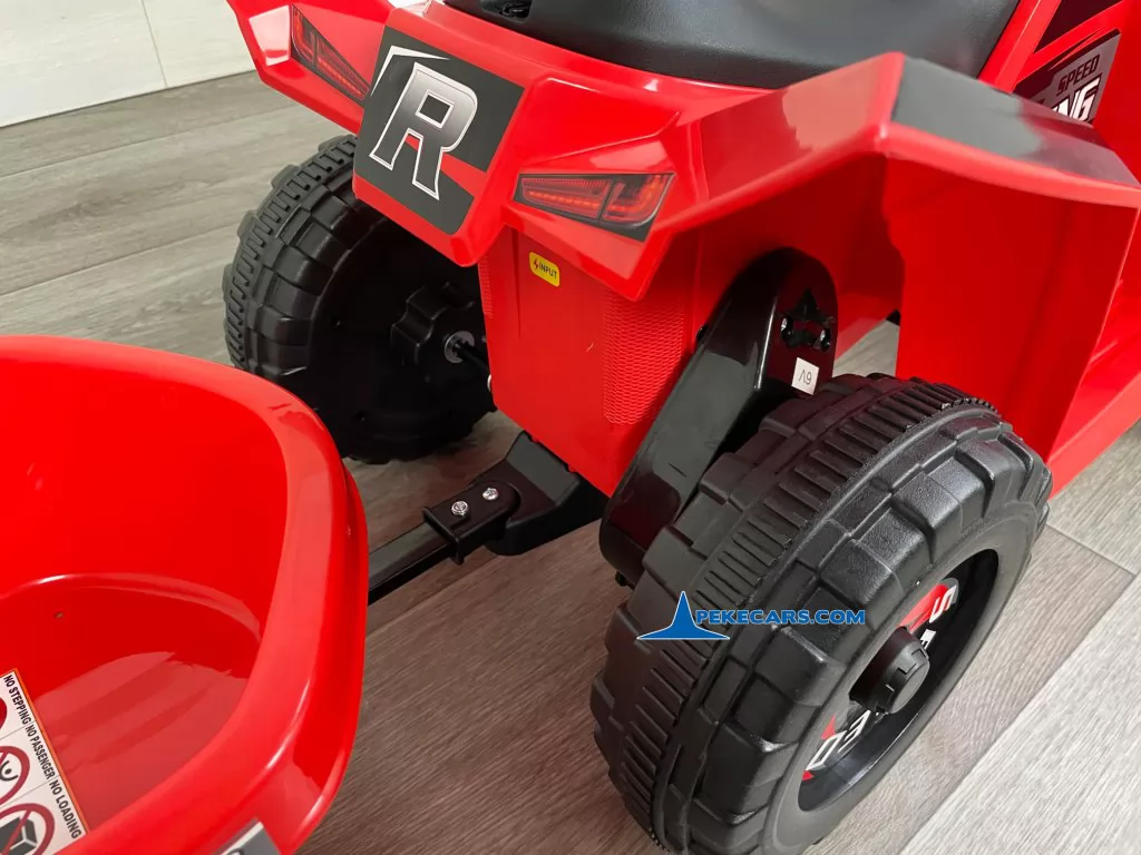 Quad Electrico Racing Speed 6V Rojo con Remolque enganche remolque