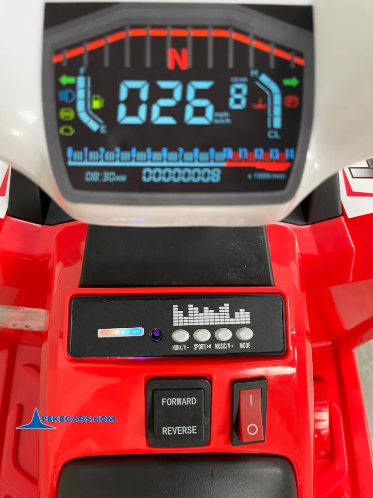 Quad Electrico Racing Speed 6V Rojo con Remolque velocimetro