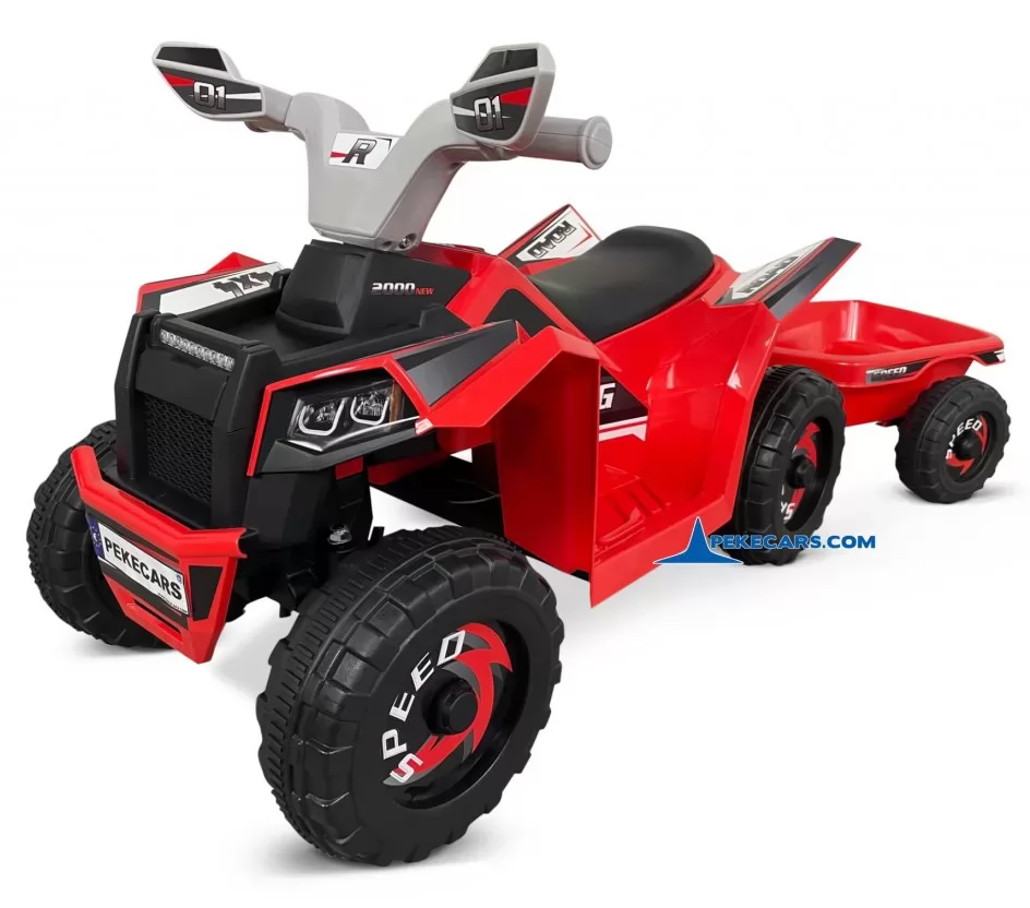 Quad Electrico Racing Speed 6V Rojo con Remolque