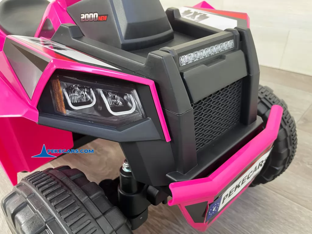 Quad Electrico Racing Speed 6V Rosa con Remolque luces frontal