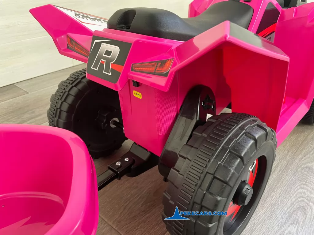 Quad Electrico Racing Speed 6V Rosa con Remolque detalle remolque