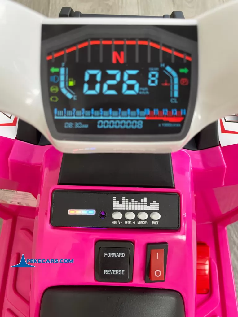 Quad Electrico Racing Speed 6V Rosa con Remolque velocimetro