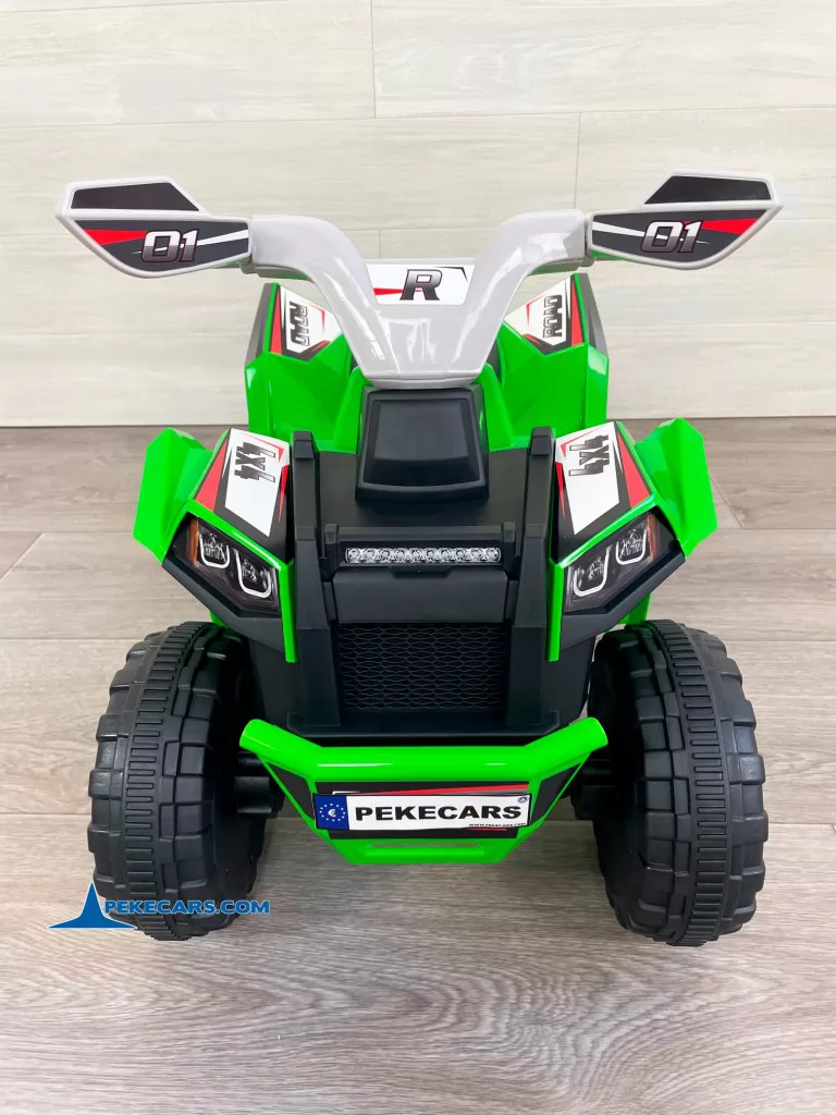 Quad Electrico Racing Speed 6V Verde con Remolque vista frente