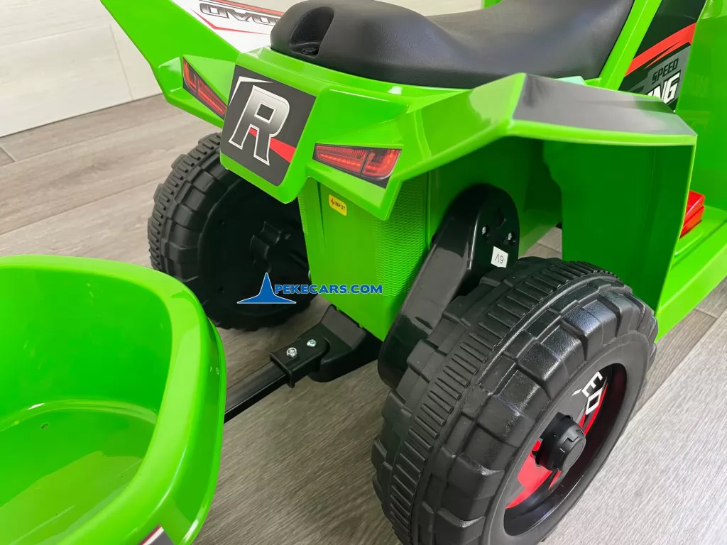 Quad Electrico Racing Speed 6V Verde con Remolque enganche remolque