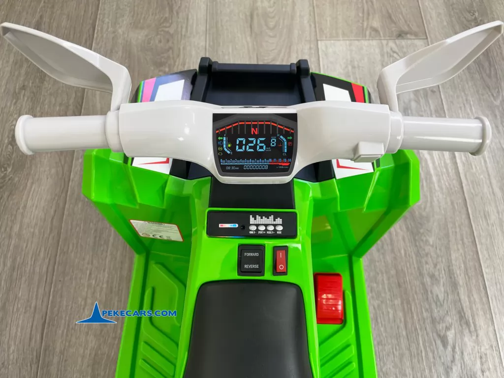 Quad Electrico Racing Speed 6V Verde con Remolque panel de mando