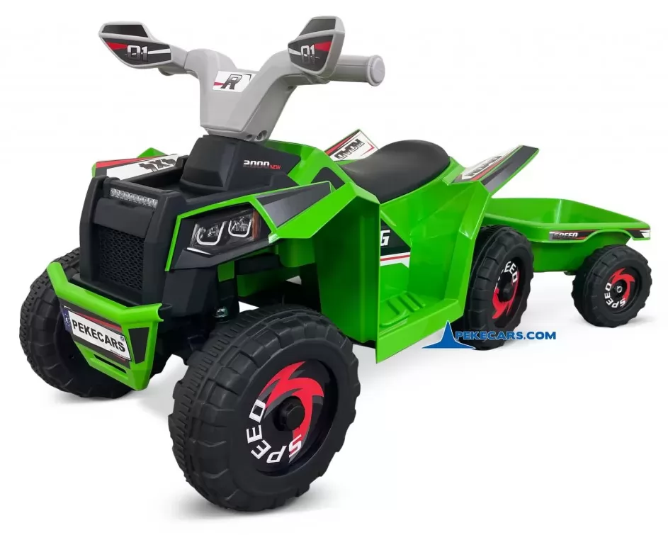 Quad Electrico Racing Speed 6V Verde con Remolque