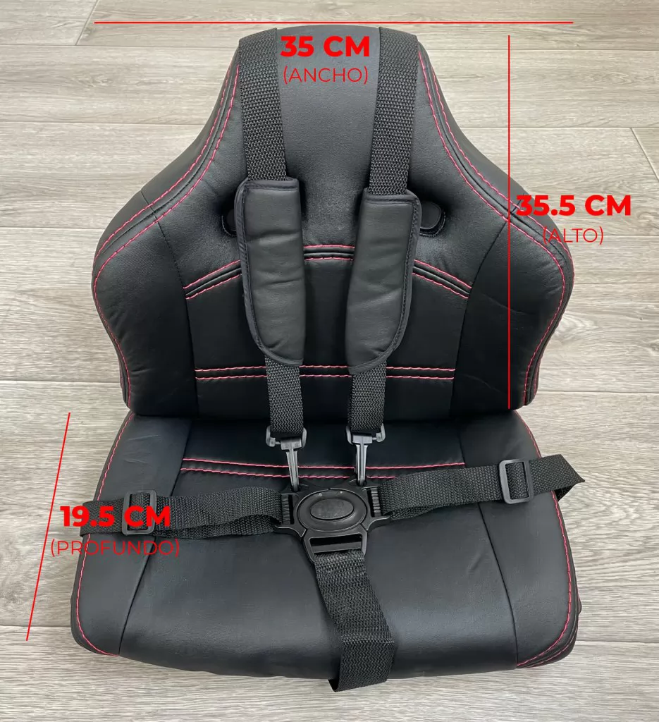 Asiento en polipiel de repuesto modelo A228 medidas frontales