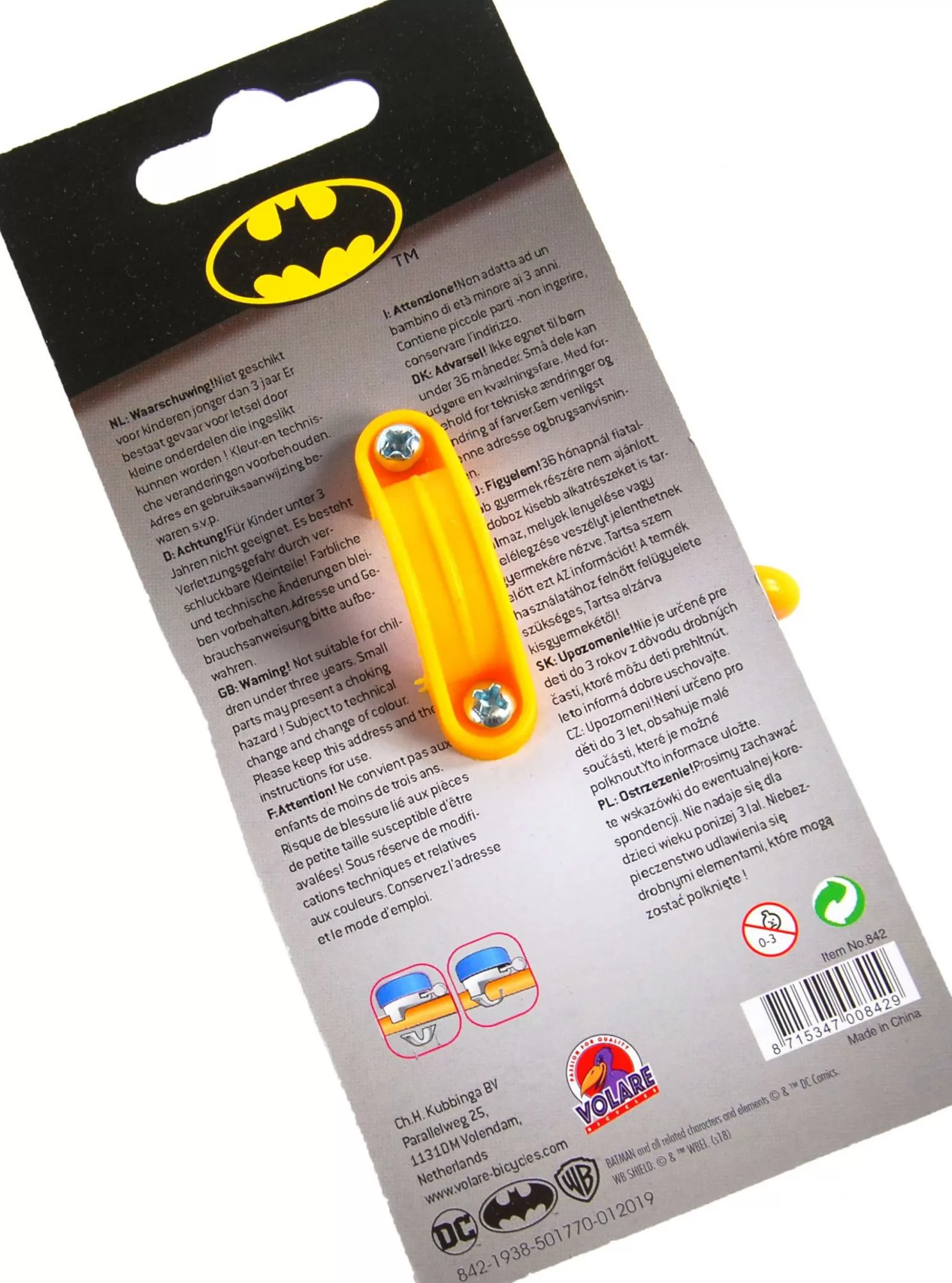 Timbre de bicicleta Batman - vista trasera