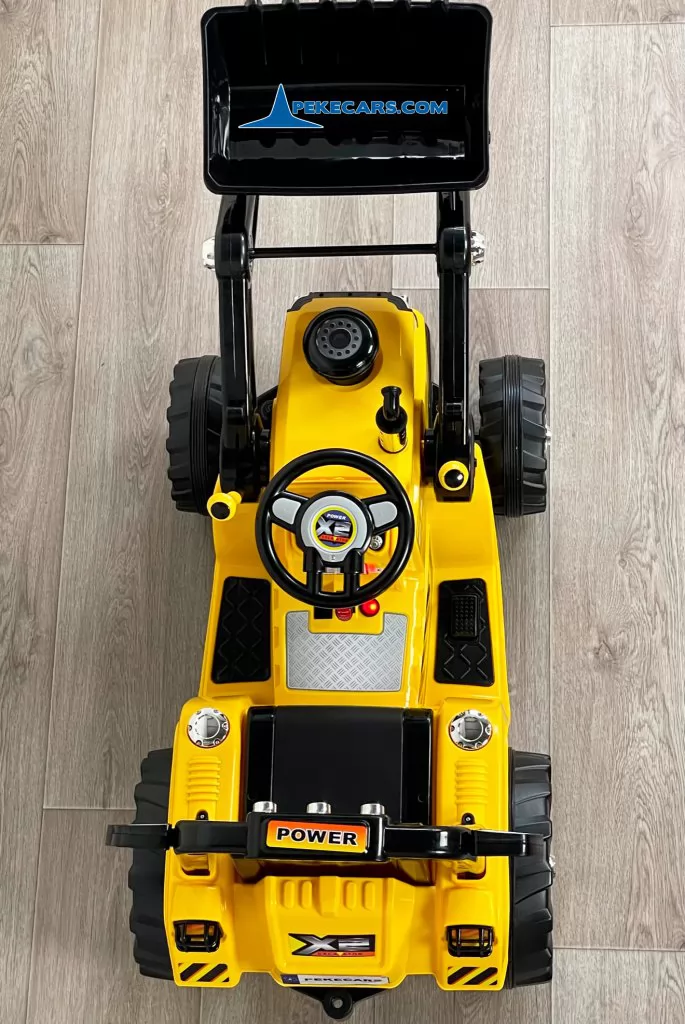peketrac 1005 12v amarillo tractor electrico niños vista arriba detalle