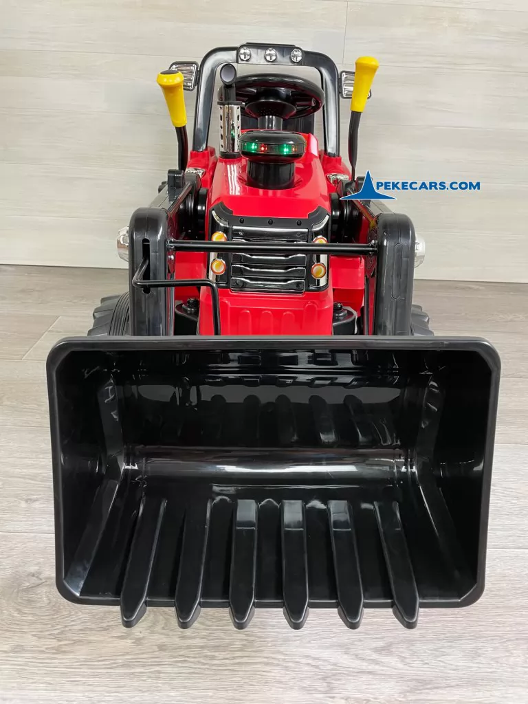 tractor electrico niños peketrac 1005 12v rojo vista frontal pala
