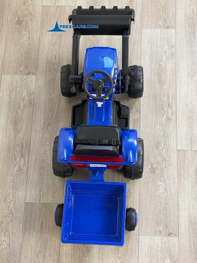 tractor a bateria peketrac 3100 12v azul vista arriba detalle