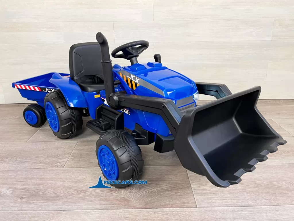 tractor electrico niños peketrac 3100 12v azul vista lado izquierdo