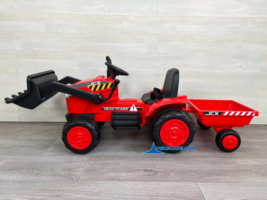 tractores infantiles peketrac 3100 12v rojo vista lateral