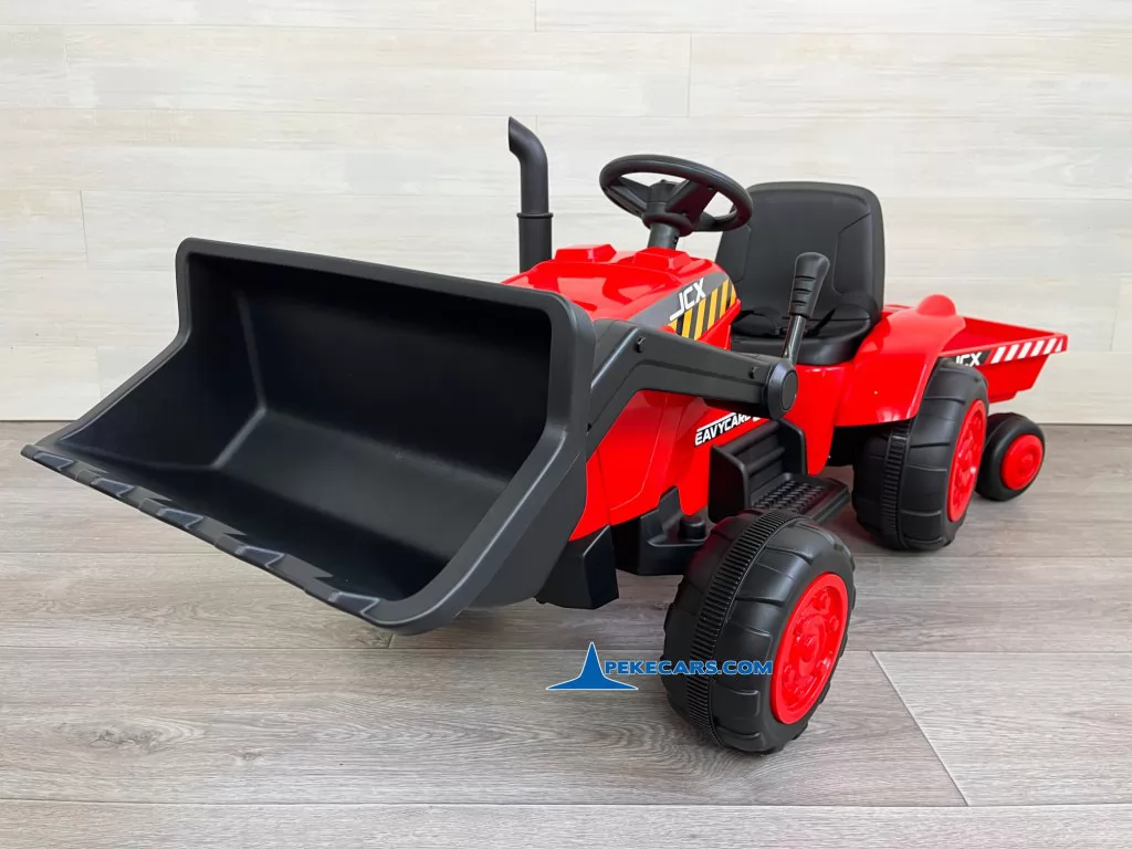 tractor electrico peketrac 3100 12v rojo vista pala