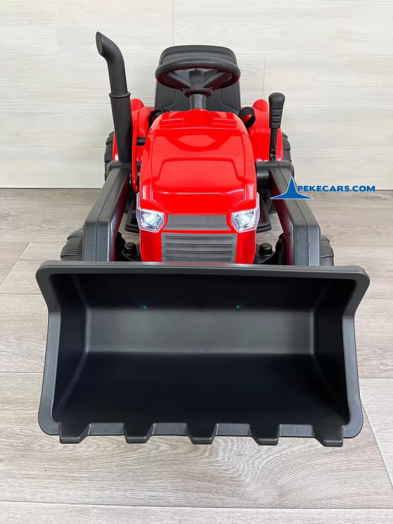tractor electrico niños peketrac 3100 12v rojo vista delantera detalle