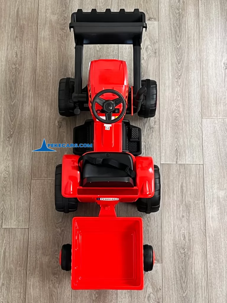 peketrac 3100 12v rojo tractor electrico niños vista arriba detalle