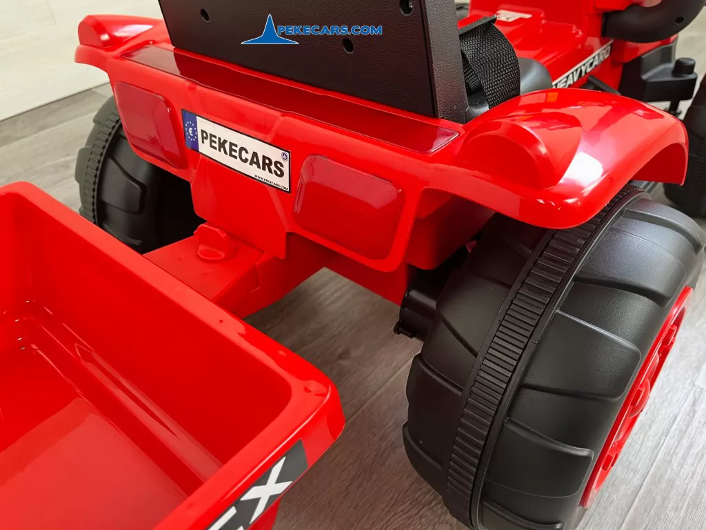 Tractor Electrico Peketrac 3100 12V 2.4G Rojo detalle remolque