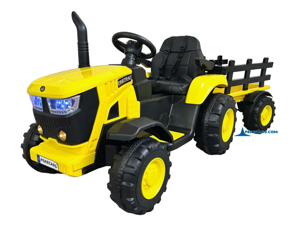 Tractor Eléctrico 4200 12V 2.4G Amarillo con Remolque