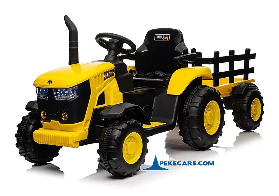 Tractor Eléctrico 4200 12V 2.4G Amarillo con Remolque