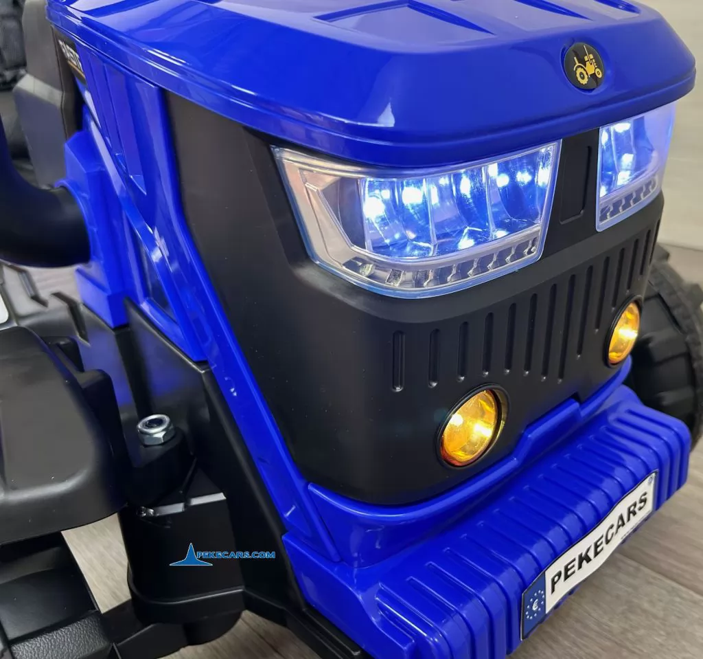 tractores infantiles peketrac 4200 12v azul con remolque luces frontales