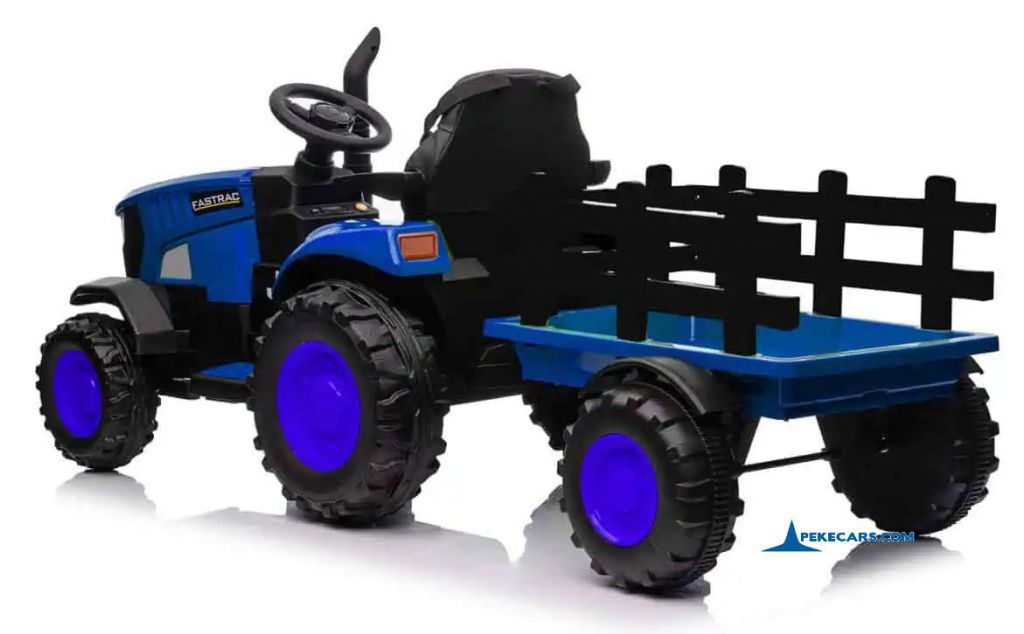 Tractor Eléctrico 4200 12V 2.4G Azul con Remolque perspectiva