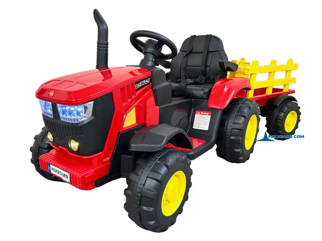 Tractor Eléctrico 4200 12V 2.4G Rojo con Remolque