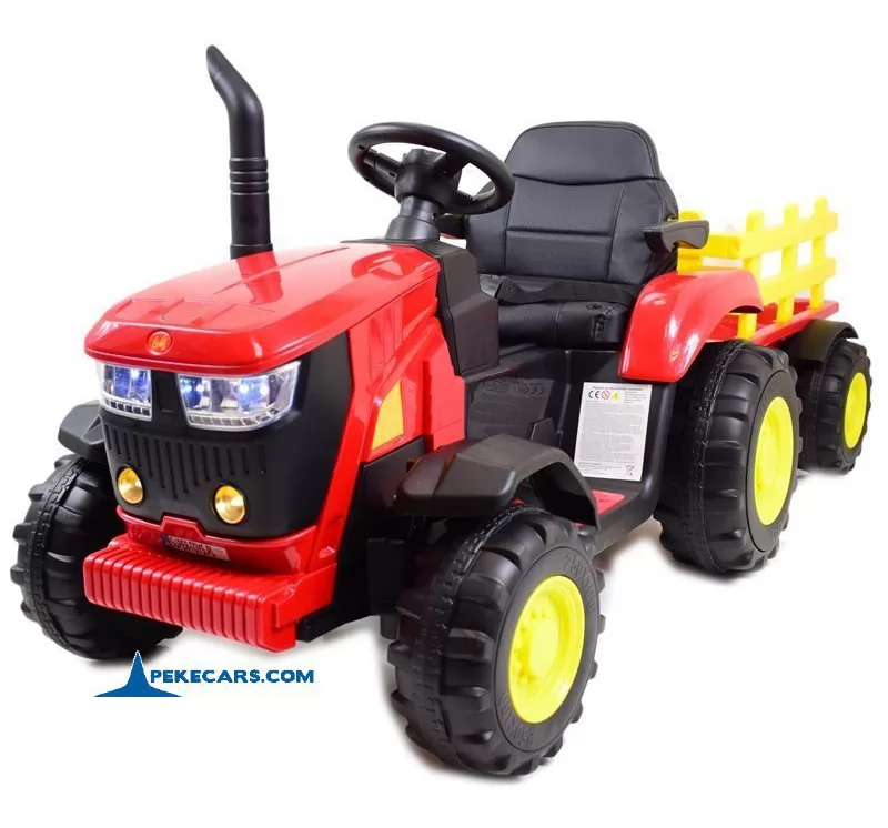 Tractor Eléctrico 4200 12V 2.4G Rojo con Remolque