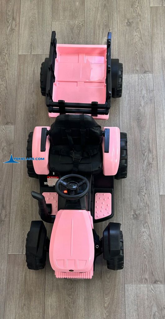 tractores infantiles peketrac 4200 12v rosa con remolque vista general