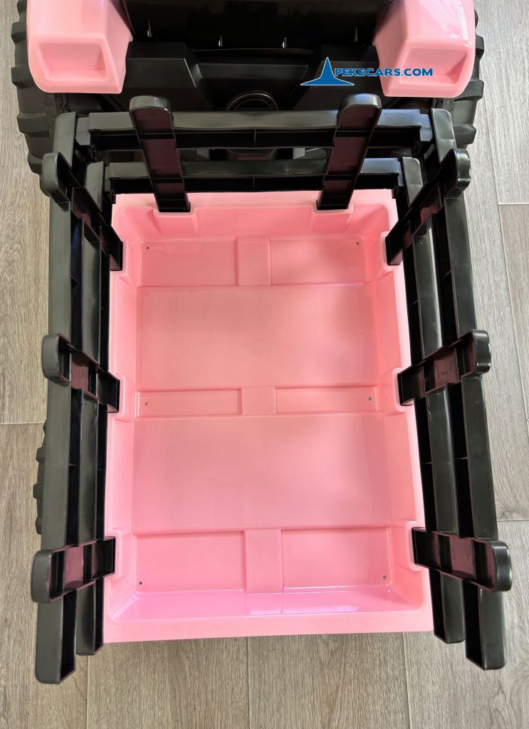 tractores infantiles peketrac 4200 12v rosa con remolque vista remolque