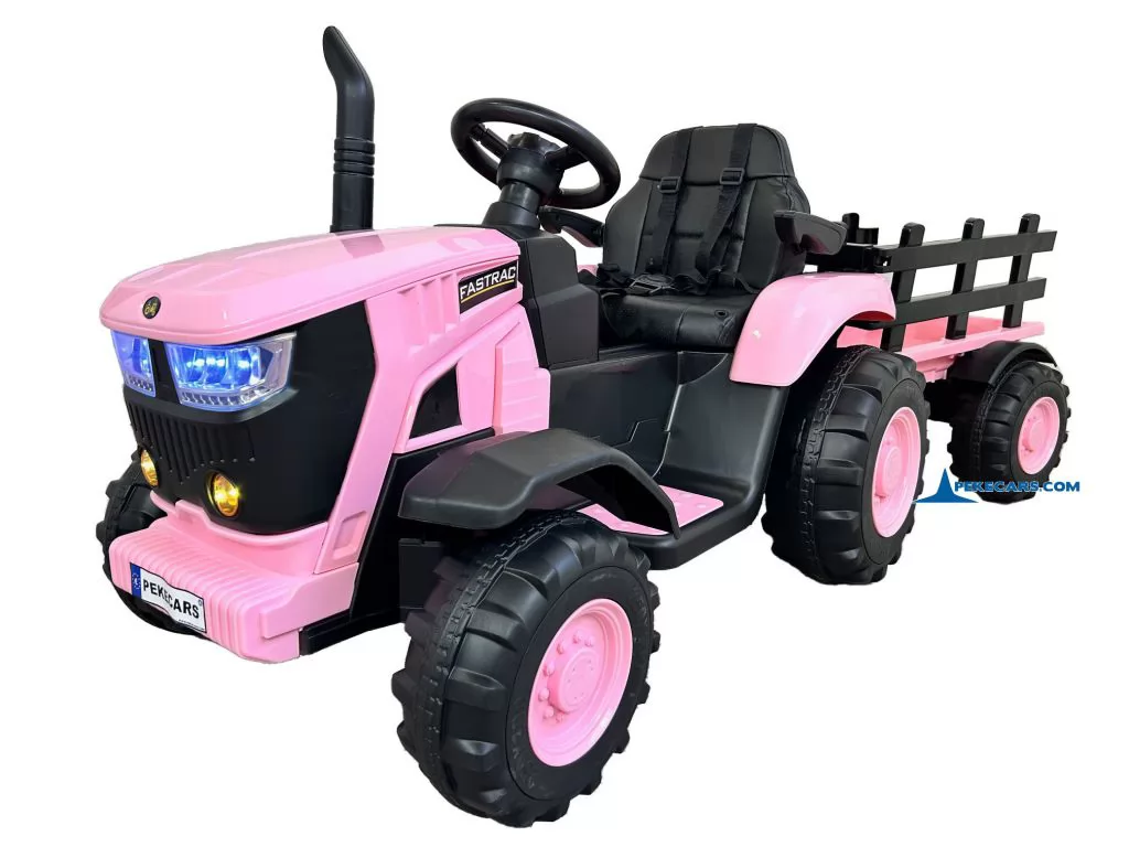 Tractor Eléctrico 4200 12V 2.4G Rosa con Remolque
