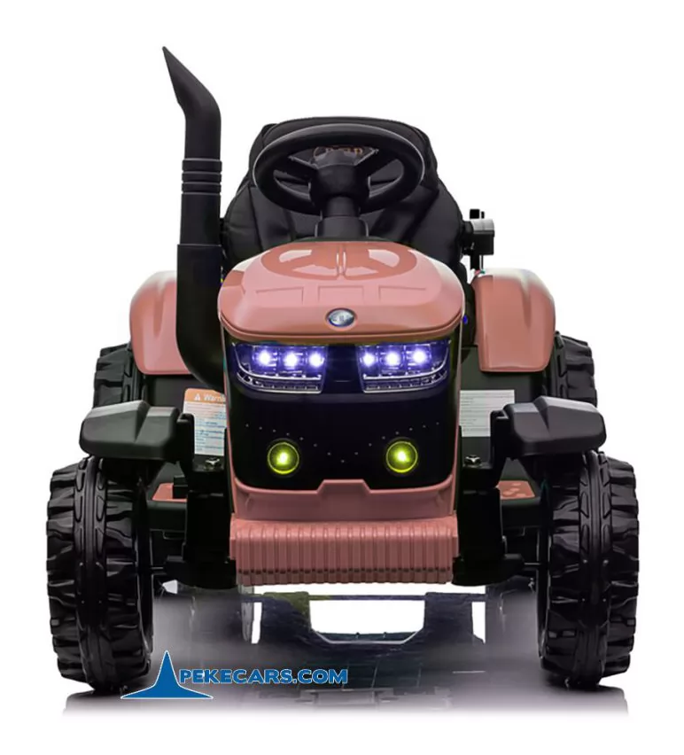 Tractor Eléctrico 4200 12V 2.4G Rosa con Remolque frontal