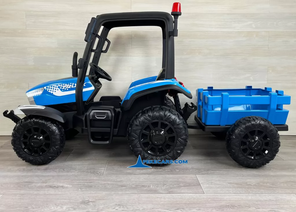 Tractor Electrico Peketrac 5200 con Remolque 2.4G 24V Azul lateral