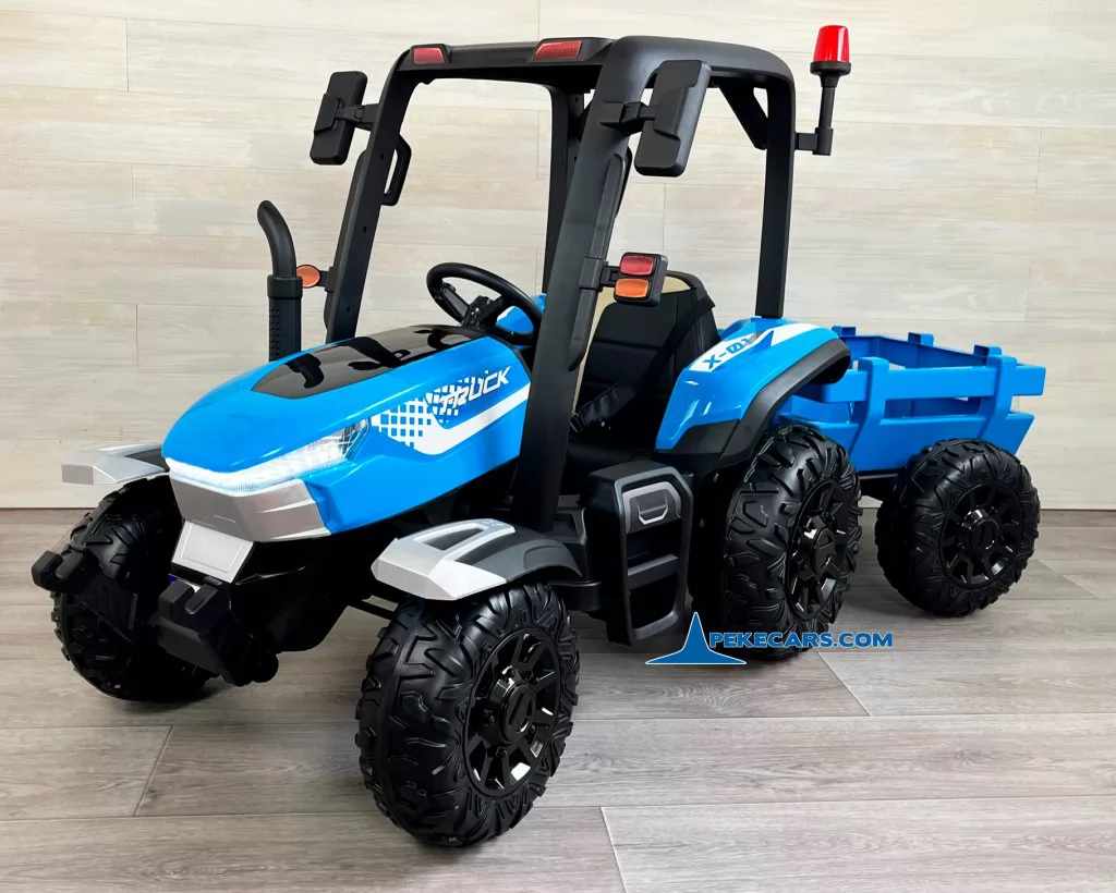 Tractor Electrico Peketrac 5200 con Remolque 2.4G 24V Azul