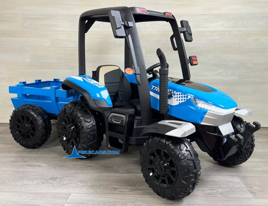 Tractor Electrico Peketrac 5200 con Remolque 2.4G 24V Azul vista frontal