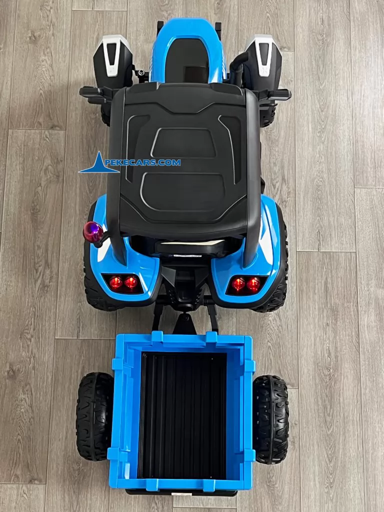 Tractor Electrico Peketrac 5200 con Remolque 2.4G 24V Azul vista arriba detalle