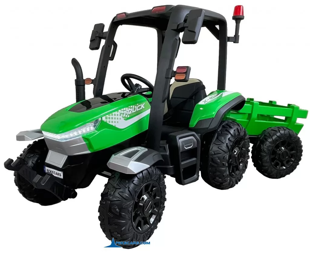 Tractor Electrico Peketrac 5200 con Remolque 2.4G 24V Verde